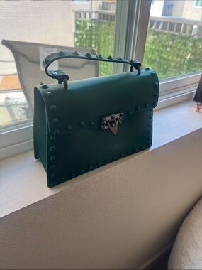 Emerald Studded Top-Handle Satchel